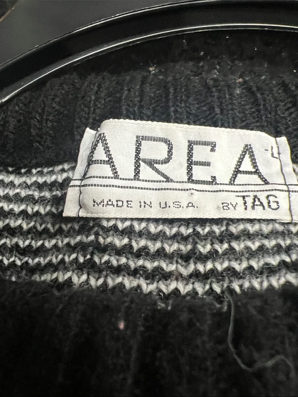 Vintage AREA Black Crewneck Sweater with Gray Abstract Motif